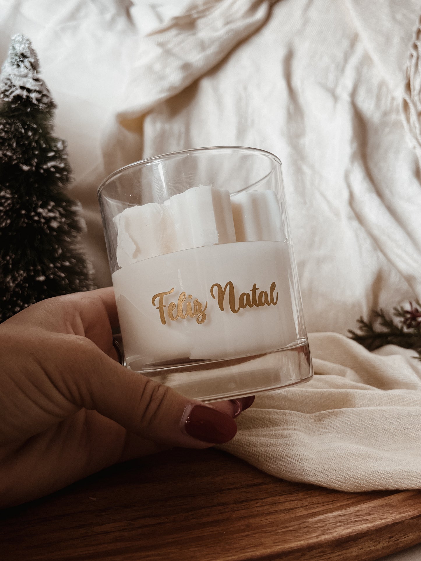 Vela Copo Feliz Natal com Floco de Neve