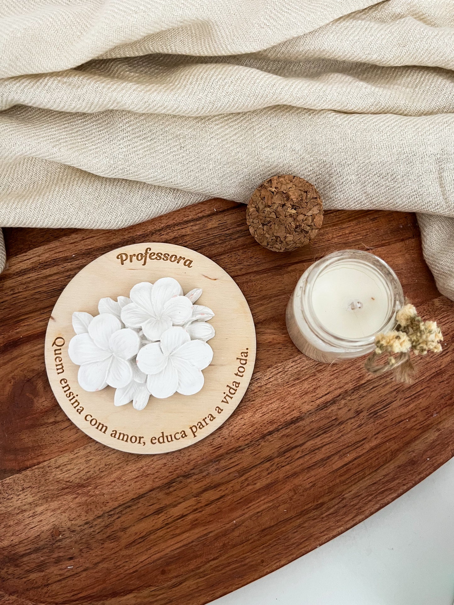 Pack Íman em Madeira e Mini Vela Personalizada