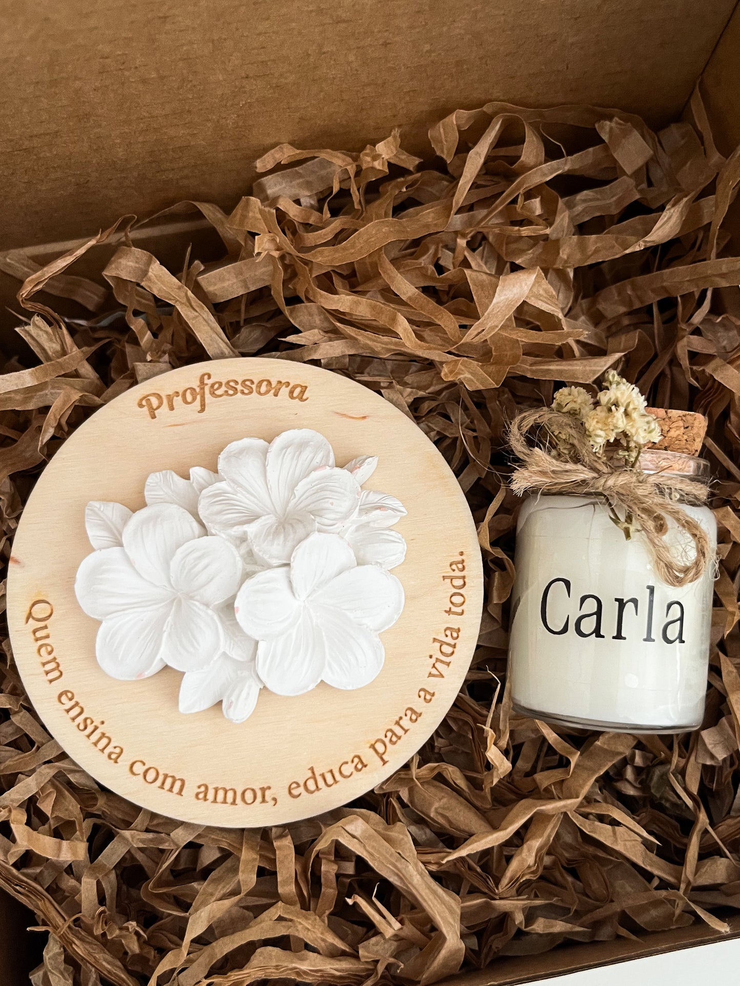 Pack Íman em Madeira e Mini Vela Personalizada