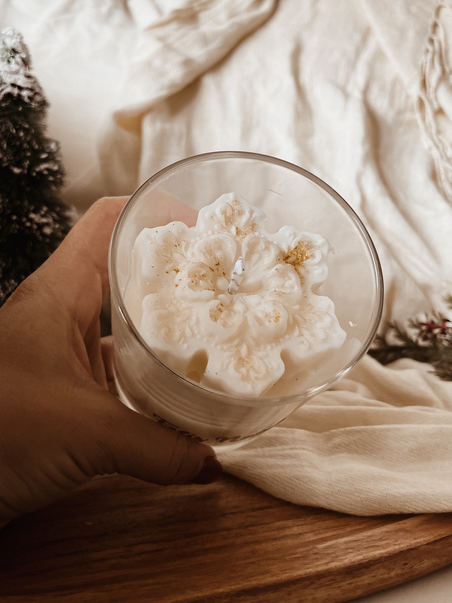 Vela Copo Feliz Natal com Floco de Neve