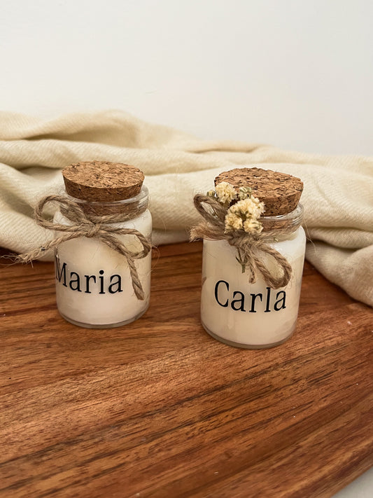 Lembrança Mini Vela de Soja Personalizada com Nome