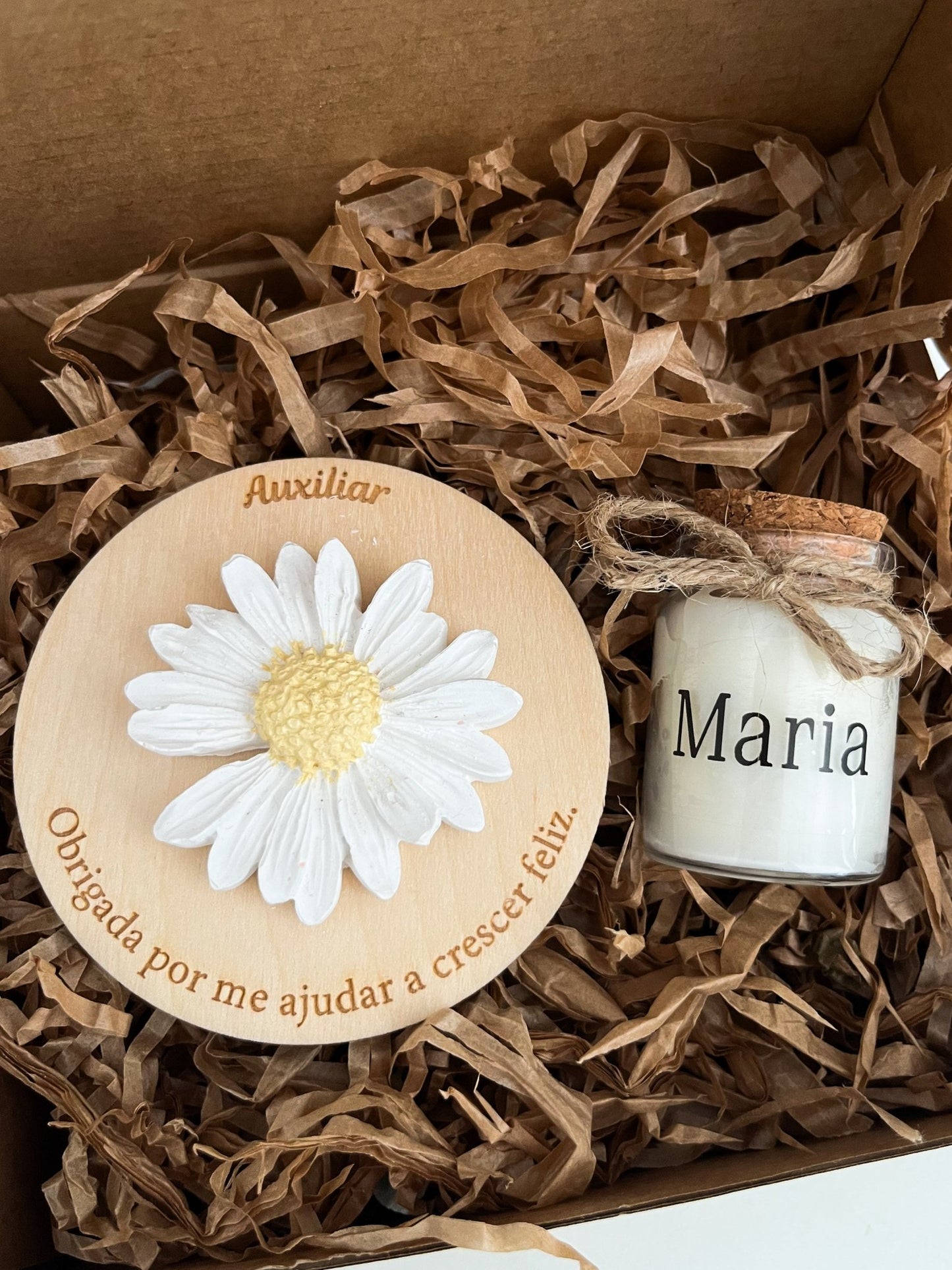 Pack Íman em Madeira e Mini Vela Personalizada - SRAAL
