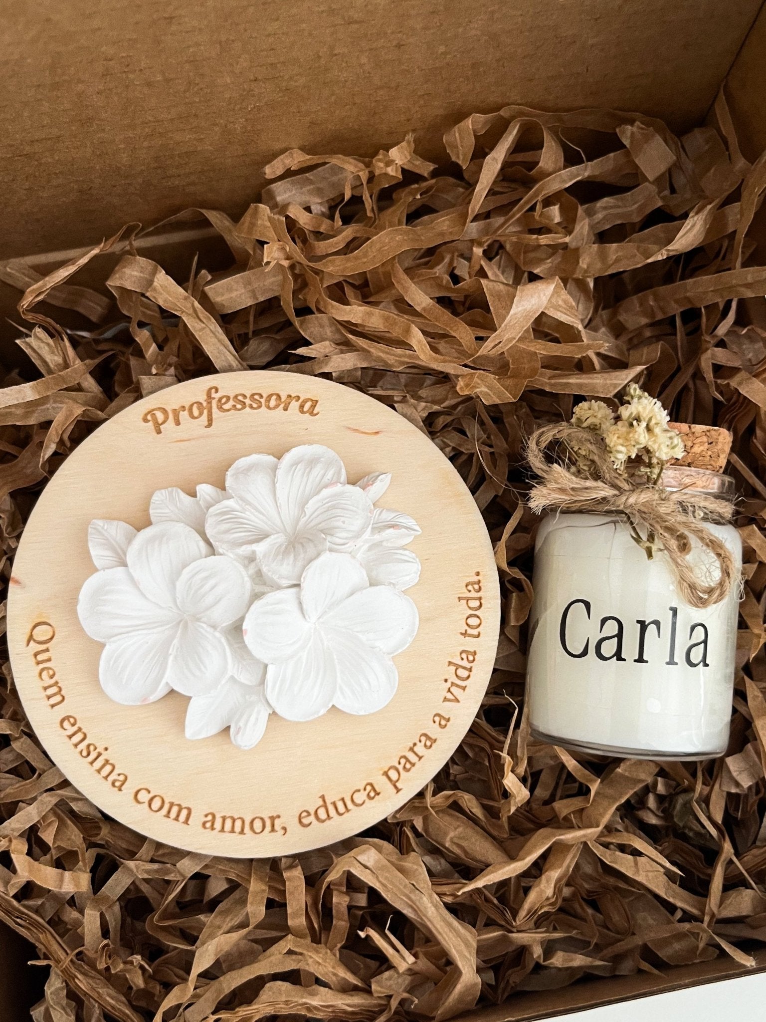 Pack Íman em Madeira e Mini Vela Personalizada - SRAAL